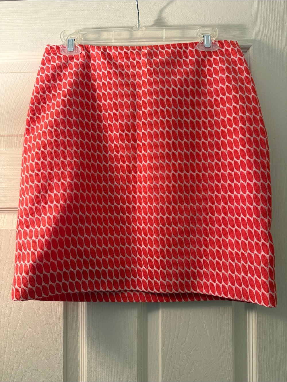 Orange and White Ann Taylor Patterned Women's Pencil Skirt